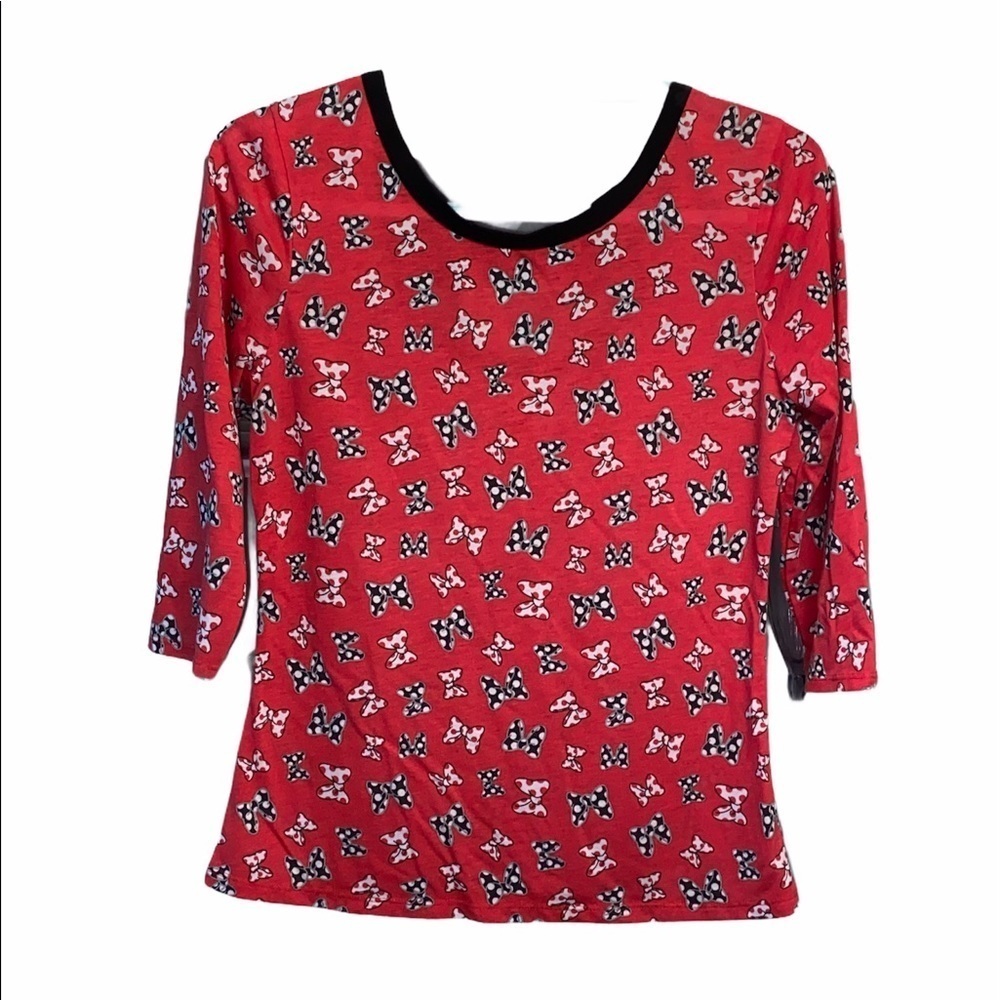 Disney Red Black Bow Print Short Sleeve Tee